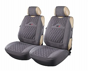 זוג כיסויי גופיות למושב קדמי GTX אפור + תפר שחור זוג כיסויי גופיות למושב קדמי GTX אפור + תפר שחור