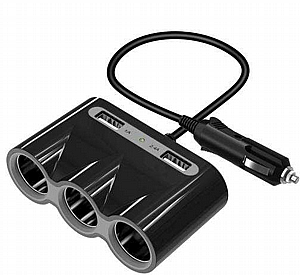 מפצל מצית USB 2 + X 3 + חוט מפצל מצית USB 2 + X 3 + חוט